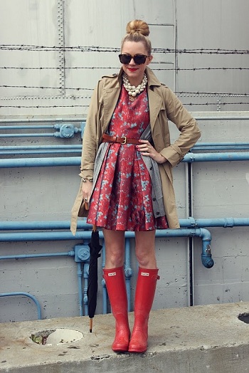 dress and rain boots