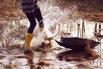 Rain Boots & Bubble Umbrellas